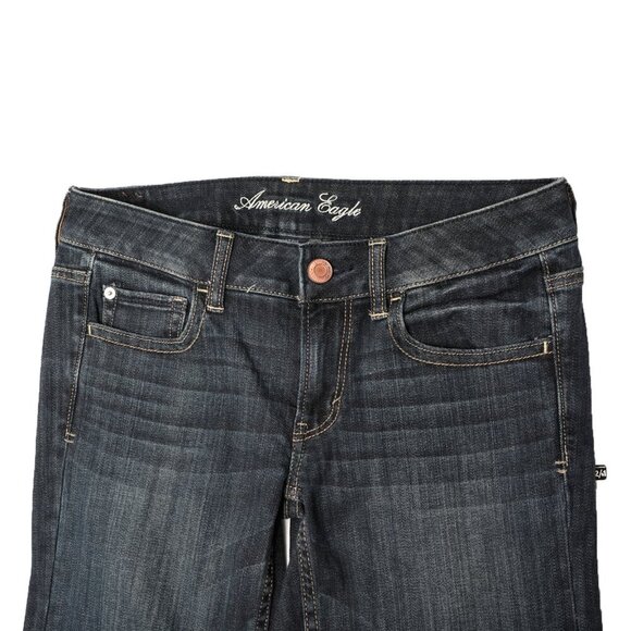 American Eagle Outfitters Hipster Flare Jeans Retro Lower Rise Dark Blue Denim 6 - Picture 5 of 9